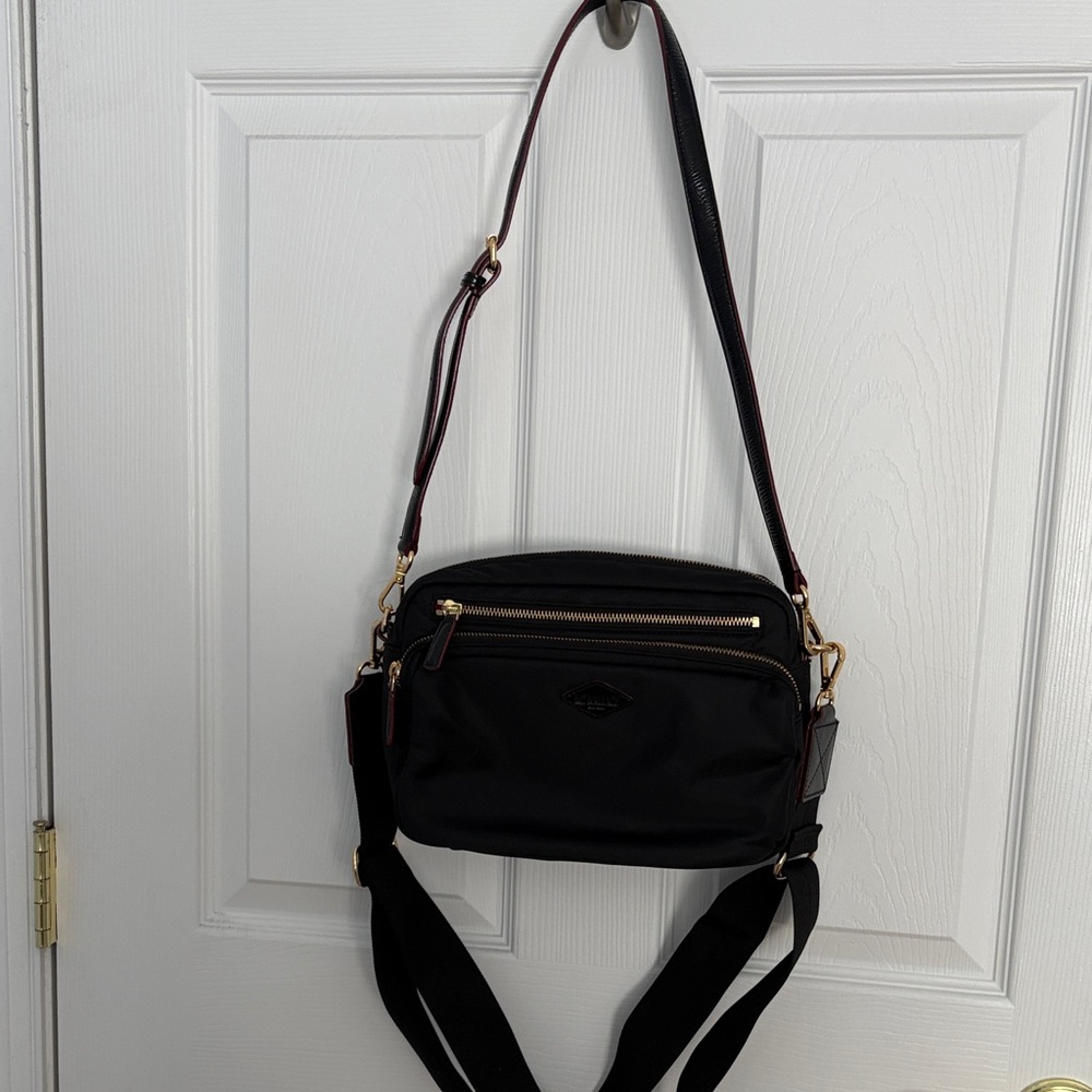 MZ Wallace Black Crossbody Bag with Gold Accents